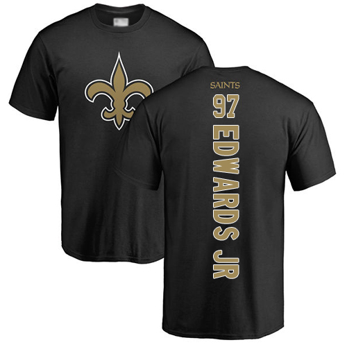 Men New Orleans Saints Black Mario Edwards Jr Backer NFL Football #97 T Shirt->nfl t-shirts->Sports Accessory